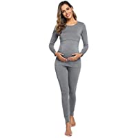 Los mejores  - Conjunto de 2 piezas para premamá- elegante- para maternidad- pijama suit de puro algodón- camisetas y pantalones de…